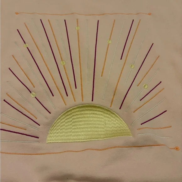 Pink Graphic Sweatshirt with Multicolor Stitching Detail - Picture 9 of 11